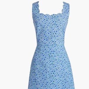 J crew Blue Floral Scalloped dress Size 0